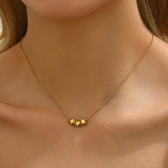 ⚡Gold Necklace for Women 18K Gold Plated Crescent Moon Sun Horse Horn Pendant - Picture 4 of 7